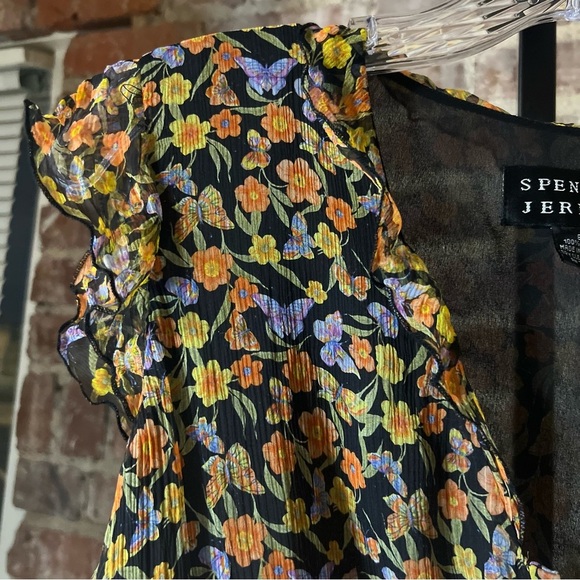 Spenser Jeremy Floral and Butterfly Women's 100% Silk Maxi Dress. -Size 8 -DR05 - Picture 5 of 9